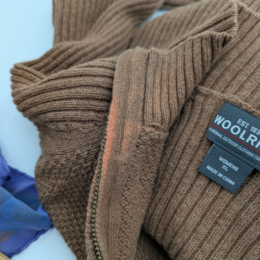 Woolrich Brown Quarter Zip Knit Sweater Pullover Earth Tone Outdoor Women's L - Picture 8 of 13